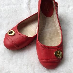 leather coach ballet flats